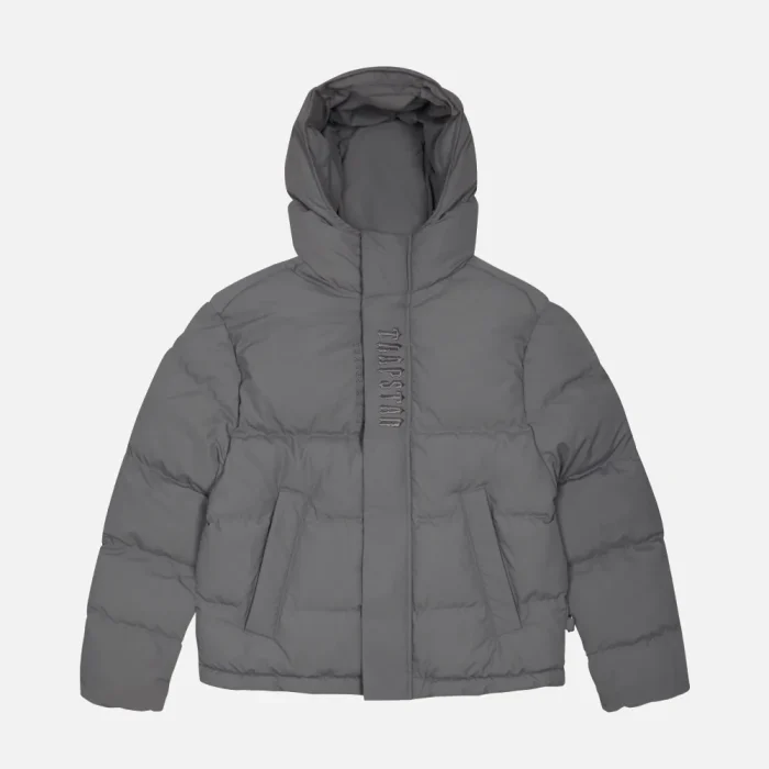 Trapstar Decoded Hooded Quilted Jacket Gray (4)
