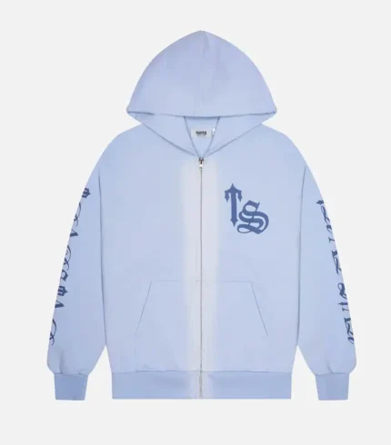 Trapstar Script Spray Hoodie Blue (2)