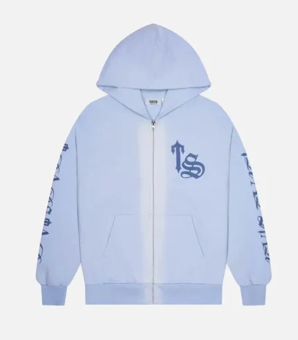 Trapstar Script Spray Hoodie Blue (2)