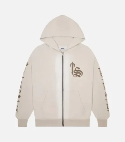 Trapstar Script Spray Hoodie Sand (2)